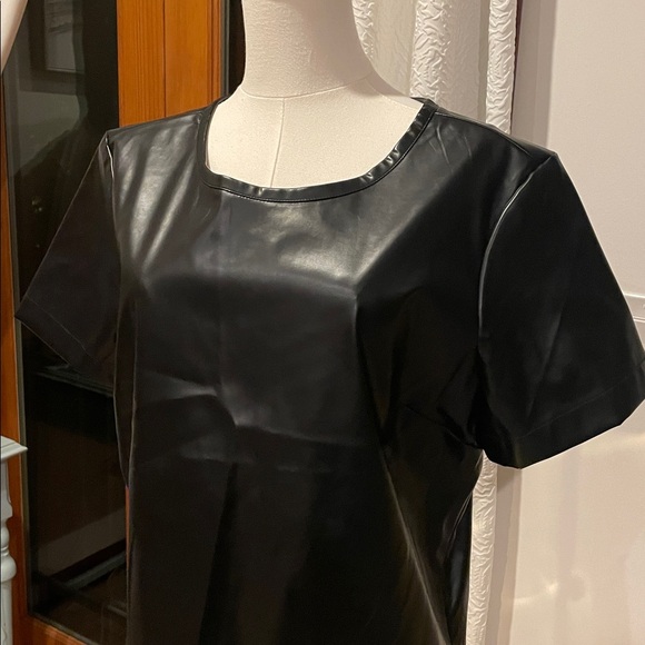 NWT Porridge Collin’s Anthropologie Black Faux Leather
Side Zip Top Large - Picture 4 of 7